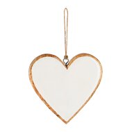 Dekoratief | Hanger hart, wit/naturel, hout/email, 11x1x11cm | A258316