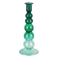 Dekoratief | Kaarsenhouder, groen/transparant, glas, 9x9x23cm | A258351