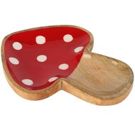 Dekoratief | Schaaltje paddenstoel, rood/naturel, hout/email, 18x28x3cm | A258406