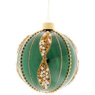 Dekoratief | Hanger bal m/kralen, groen, glas, 8cm | A259007