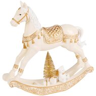 Dekoratief | Schommelpaard, wit/goud, resina, 29x7x29cm | A259041
