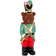 Dekoratief | Soldaat beer staand, groen/rood/bruin, resina, 33cm | A259047