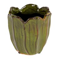 Dekoratief | Bloempot, groen, keramiek, 11x11x11cm | A259053