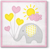Dekoratief | Pakje 20 servetten 'Cute elephant, light pink' 33x33cm | A701253