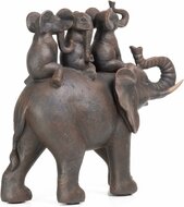 Beeld Olifant vader met kindjes olifanten op rug bruin zwart 24 x 26 x 9,5 cm polyresin | CT-124 | Home Sweet Home