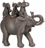 Beeld Olifant vader met kindjes olifanten op rug bruin zwart 24 x 26 x 9,5 cm polyresin | CT-124 | Home Sweet Home