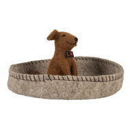 Clayre &amp; Eef | Vilten Hond in Mand Grijs Bruin &oslash; 19x10 cm | 66288