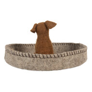 Clayre &amp; Eef | Vilten Hond in Mand Grijs Bruin &oslash; 19x10 cm | 66288