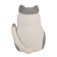 Clayre & Eef | Vilten Kat Wit Grijs 14x14x20 cm | 66294