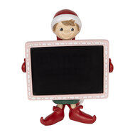 Clayre &amp; Eef | Decoratie elf met krijtbord Rood Zwart 18x15x23 cm | 6PR5606