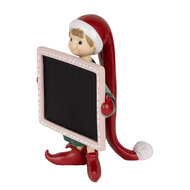 Clayre &amp; Eef | Decoratie elf met krijtbord Rood Zwart 18x15x23 cm | 6PR5606