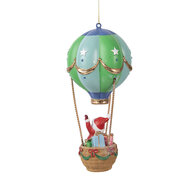 Clayre &amp; Eef | Decoratie hanger Kerstman in Luchtballon Groen Blauw &oslash; 8x18 cm | 6PR5613