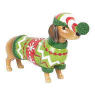 Clayre &amp; Eef | Decoratie Hond Bruin Groen 24x5x14 cm | 6PR5620