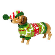 Clayre &amp; Eef | Decoratie Hond Bruin Groen 24x5x14 cm | 6PR5620