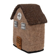 Clayre & Eef | Vilten Huis Bruin Wit 12x7x14 cm | 66296