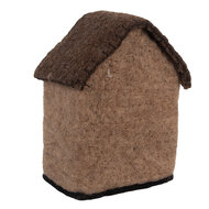 Clayre & Eef | Vilten Huis Bruin Wit 12x7x14 cm | 66296