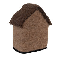 Clayre &amp; Eef | Vilten Huis Bruin Wit 12x7x14 cm | 66297