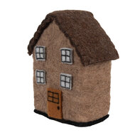 Clayre &amp; Eef | Vilten Huis Bruin Wit 12x7x14 cm | 66297