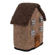 Clayre &amp; Eef | Vilten Huis Bruin Wit 12x7x14 cm | 66297