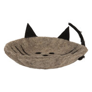 Clayre &amp; Eef | Vilten schaal Kat Grijs Zwart 18x18x6 cm | 66300