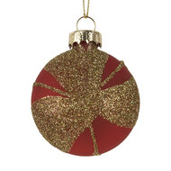 Clayre &amp; Eef | Kerstbal Goudkleurig Rood 6x3x7 cm | 6GL5130