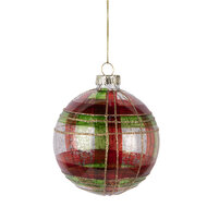 Clayre &amp; Eef | Kerstbal Groen Goudkleurig &oslash; 8x8 cm | 6GL5178