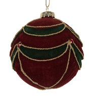 Clayre &amp; Eef | Kerstbal Rood Groen &oslash; 8x8 cm | 6GL5234