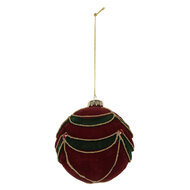 Clayre &amp; Eef | Kerstbal Rood Groen &oslash; 8x8 cm | 6GL5234