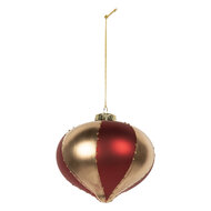Clayre & Eef | Kerstbal Goudkleurig Rood ø 10x10 cm | 6GL5245