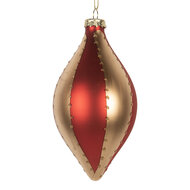 Clayre & Eef | Kerstbal Goudkleurig Rood ø 8x15 cm | 6GL5246