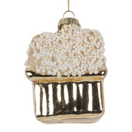 Clayre &amp; Eef | Kersthanger Goudkleurig Wit 7x7x9 cm | 6GL5268