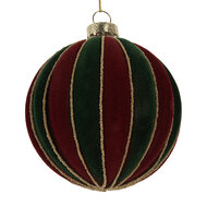 Clayre &amp; Eef | Kerstbal Rood Groen &oslash; 8x8 cm | 6GL5283