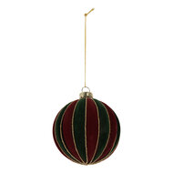 Clayre &amp; Eef | Kerstbal Rood Groen &oslash; 8x8 cm | 6GL5283