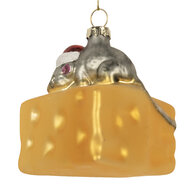 Clayre &amp; Eef | Kersthanger Geel Grijs 8x8x8 cm | 6GL5305