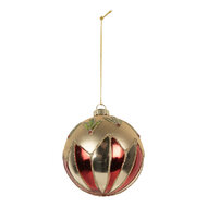 Clayre &amp; Eef | Kerstbal Goudkleurig Rood &oslash; 8x8 cm | 6GL5316
