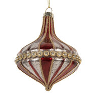 Clayre &amp; Eef | Kerstbal Rood Wit &oslash; 9x11 cm | 6GL5317