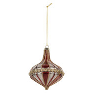 Clayre &amp; Eef | Kerstbal Rood Wit &oslash; 9x11 cm | 6GL5317