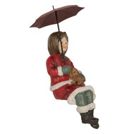 Clayre &amp; Eef | Decoratie Kind met Hond Rood Bruin 10x7x19 cm | 6PR5523