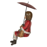 Clayre &amp; Eef | Decoratie Kind met Hond Rood Bruin 10x7x19 cm | 6PR5523