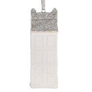 Clayre &amp; Eef | Decoratie hanger Huisje Wit Zilverkleurig 4x4x11 cm | 6PR5610