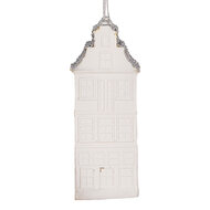 Clayre &amp; Eef | Decoratie hanger Huisje Wit Zilverkleurig 4x4x11 cm | 6PR5610