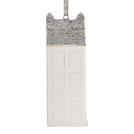 Clayre &amp; Eef | Decoratie hanger Huisje Wit Zilverkleurig 4x4x11 cm | 6PR5610