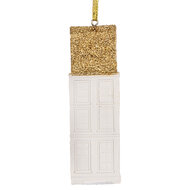 Clayre &amp; Eef | Decoratie hanger Huisje Wit Goudkleurig 4x4x11 cm | 6PR5611