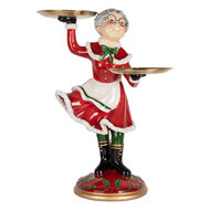 Clayre & Eef | Kerstdecoratie Kerstvrouw Rood Wit 47x32x62 cm | 5PR0188