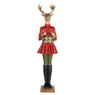 Clayre & Eef | Decoratie Rendier Bruin Rood 23x19x77 cm | 5PR0189