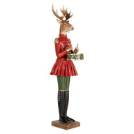 Clayre & Eef | Decoratie Rendier Bruin Rood 23x19x77 cm | 5PR0189