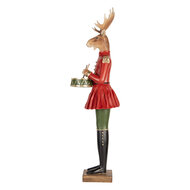 Clayre & Eef | Decoratie Rendier Bruin Rood 23x19x77 cm | 5PR0189