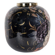 Clayre &amp; Eef | Decoratie Vaas Zwart Roze &oslash; 29x29 cm | 65888