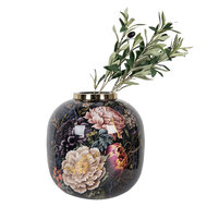 Clayre &amp; Eef | Decoratie Vaas Zwart Roze &oslash; 29x29 cm | 65888