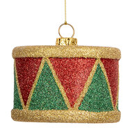 Clayre &amp; Eef | Decoratie Hanger Trommel Rood Groen &oslash; 7x5 cm | 66088